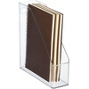 image:imagemDesign Plastic Slim Vertical File Folder Storage Organizer Bin with Handle  Hold Notebooks Binders Envelopes Magazines for Home Office Work Desktops Ligne Collection Clear