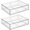 image:imagemDesign Plastic Stackable Bathroom Storage with Pull Out Bin Organizer Drawer for Cabinet Vanity Shelf Cupboard Cabinet or Closet Organization  Lumiere Collection  Clear12 x 16 x 4 Pack of 2
