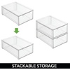 image:imagemDesign Plastic Stackable Bathroom Storage with Pull Out Bin Organizer Drawer for Cabinet Vanity Shelf Cupboard Cabinet or Closet Organization  Lumiere Collection  Clear8 x 12 x 4 Pack of 4