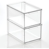 image:imagemDesign Plastic Stackable Bathroom Storage with Pull Out Bin Organizer Drawer for Cabinet Vanity Shelf Cupboard Cabinet or Closet Organization  Lumiere Collection  Clear8 x 12 x 6 Pack of 2