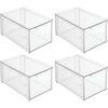 image:imagemDesign Plastic Stackable Bathroom Storage with Pull Out Bin Organizer Drawer for Cabinet Vanity Shelf Cupboard Cabinet or Closet Organization  Lumiere Collection  Clear8 x 12 x 6 Pack of 4