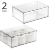 image:imagemDesign Plastic Stackable Bathroom Storage with Pull Out Bin Organizer Drawer for Cabinet Vanity Shelf Cupboard Cabinet or Closet Organization  Lumiere Collection  Clear16 x 12 x 6 Pack of 2