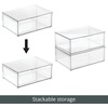 image:imagemDesign Plastic Stackable Bathroom Storage with Pull Out Bin Organizer Drawer for Cabinet Vanity Shelf Cupboard Cabinet or Closet Organization  Lumiere Collection  Clear16 x 12 x 6 Pack of 2