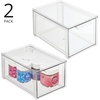 image:imagemDesign Plastic Stackable Bathroom Storage with Pull Out Bin Organizer Drawer for Cabinet Vanity Shelf Cupboard Cabinet or Closet Organization  Lumiere Collection  Clear8 x 12 x 6 Pack of 2