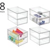 image:imagemDesign Plastic Stackable Bathroom Storage with Pull Out Bin Organizer Drawer for Cabinet Vanity Shelf Cupboard Cabinet or Closet Organization  Lumiere Collection  Clear8 x 12 x 4 Pack of 8
