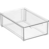 image:imagemDesign Plastic Stackable Bathroom Storage with Pull Out Bin Organizer Drawer for Cabinet Vanity Shelf Cupboard Cabinet or Closet Organization  Lumiere Collection  Clear8 x 12 x 4 Pack of 1