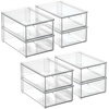 image:imagemDesign Plastic Stackable Bathroom Storage with Pull Out Bin Organizer Drawer for Cabinet Vanity Shelf Cupboard Cabinet or Closet Organization  Lumiere Collection  Clear8 x 12 x 4 Pack of 8
