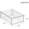 image:imagemDesign Plastic Stackable Bathroom Storage with Pull Out Bin Organizer Drawer for Cabinet Vanity Shelf Cupboard Cabinet or Closet Organization  Lumiere Collection  Clear8 x 12 x 4 Pack of 8