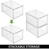 image:imagemDesign Plastic Stackable Bathroom Storage with Pull Out Bin Organizer Drawer for Cabinet Vanity Shelf Cupboard Cabinet or Closet Organization  Lumiere Collection  Clear8 x 12 x 6 Pack of 8