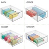 image:imagemDesign Plastic Stackable Bathroom Storage with Pull Out Bin Organizer Drawer for Cabinet Vanity Shelf Cupboard Cabinet or Closet Organization  Lumiere Collection  Clear8 x 12 x 4 Pack of 4