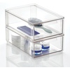 image:imagemDesign Plastic Stackable Bathroom Storage with Pull Out Bin Organizer Drawer for Cabinet Vanity Shelf Cupboard Cabinet or Closet Organization  Lumiere Collection  Clear8 x 12 x 4 Pack of 8