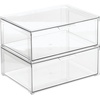 image:imagemDesign Plastic Stackable Bathroom Storage with Pull Out Bin Organizer Drawer for Cabinet Vanity Shelf Cupboard Cabinet or Closet Organization  Lumiere Collection  Clear16 x 12 x 6 Pack of 2