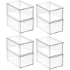image:imagemDesign Plastic Stackable Bathroom Storage with Pull Out Bin Organizer Drawer for Cabinet Vanity Shelf Cupboard Cabinet or Closet Organization  Lumiere Collection  Clear8 x 12 x 6 Pack of 8