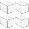 image:imagemDesign Plastic Stackable Closet Storage Organizer Bins with Pull Out Drawer for Cabinet Desk Shelf Cupboard or Dresser Organization  Lumiere Collection  4 Pack  Clear8 x 12 x 8 Pack of 4