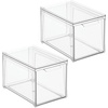 image:imagemDesign Plastic Stackable Closet Storage Organizer Bins with Pull Out Drawer for Cabinet Desk Shelf Cupboard or Dresser Organization  Lumiere Collection  4 Pack  Clear8 x 12 x 8 Pack of 2