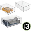 image:imagemDesign Plastic Stackable Closet Storage Organizer Bins with Pull Out Drawer for Cabinet Desk Shelf Cupboard or Dresser Organization  Lumiere Collection  4 Pack  ClearMixed Sizes Pack of 3