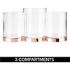 image:imagemDesign Practical Makeup Storage  Decorative Makeup Box for Brushes and Mascara  Make Up Display with 3 Compartments  Transparent and Red GoldTransparentRed Gold Color