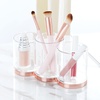 image:imagemDesign Practical Makeup Storage  Decorative Makeup Box for Brushes and Mascara  Make Up Display with 3 Compartments  Transparent and Red GoldTransparentRed Gold Color