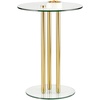 image:imagemDesign Round 16 Glass Top SideEnd Drink Table  Tall Modern Decorative Accent SideEnd Metal Nightstand Furniture for Bedroom Living Room Home Office Dorm Room  Milan Collection  ClearBrass