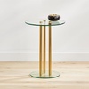 image:imagemDesign Round 16 Glass Top SideEnd Drink Table  Tall Modern Decorative Accent SideEnd Metal Nightstand Furniture for Bedroom Living Room Home Office Dorm Room  Milan Collection  ClearBrass