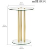 image:imagemDesign Round 16 Glass Top SideEnd Drink Table  Tall Modern Decorative Accent SideEnd Metal Nightstand Furniture for Bedroom Living Room Home Office Dorm Room  Milan Collection  ClearBrass