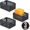image:imagemDesign Small Decorative Wooden Crate Storage Box Rustic Pine Wood Organizer Bin Basket w BuiltIn Handles for Kitchen Pantry Cupboard Cabinet  Home Sort Collection  3 Pack  Black Pine