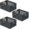 image:imagemDesign Small Decorative Wooden Crate Storage Box Rustic Pine Wood Organizer Bin Basket w BuiltIn Handles for Kitchen Pantry Cupboard Cabinet  Home Sort Collection  3 Pack  Black Pine