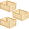 image:imagemDesign Small Decorative Wooden Crate Storage Box Rustic Pine Wood Organizer Bin Basket w BuiltIn Handles for Kitchen Pantry Cupboard Cabinet  Home Sort Collection  3 Pack  Natural Pine