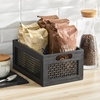image:imagemDesign Small Decorative Wooden Crate Storage Box Rustic Pine Wood Organizer Bin Basket w BuiltIn Handles for Kitchen Pantry Cupboard Cabinet or Counter  Home Sort Collection  Black Pine