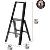 image:imagemDesign Small Folding Step Ladder Lightweight Slim Step Stool for Kitchen Closet Pantry Living Room Easy Reach MultiPurpose Foldable Stairs with Hand Rails Home Sort Collection Matte Black