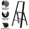 image:imagemDesign Small Folding Step Ladder Lightweight Slim Step Stool for Kitchen Closet Pantry Living Room Easy Reach MultiPurpose Foldable Stairs with Hand Rails Home Sort Collection Matte Black