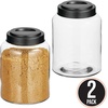 image:imagemDesign Small Storage Glass Canister with Airtight Metal Lid for Kitchen Pantry Counter or Cabinet Container for Food Snacks Cooking or Baking Supplies Home Sort Collection 2 Pack ClearBlack