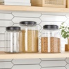 image:imagemDesign Small Storage Glass Canister with Airtight Metal Lid for Kitchen Pantry Counter or Cabinet Container for Food Snacks Cooking or Baking Supplies Home Sort Collection 2 Pack ClearBlack