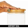 image:imagemDesign Storage Glass Canister with Airtight Bamboo Lid  Kitchen Pantry Counter or Cabinet Container Holds Food Snacks Cooking or Baking Supplies Home Sort Collection Set of 5 ClearNatural