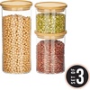 image:imagemDesign Storage Glass Canister with Airtight Bamboo Lid  Kitchen Pantry Counter or Cabinet Container Holds Food Snacks Cooking or Baking Supplies Home Sort Collection Set of 3 ClearNatural
