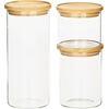 image:imagemDesign Storage Glass Canister with Airtight Bamboo Lid  Kitchen Pantry Counter or Cabinet Container Holds Food Snacks Cooking or Baking Supplies Home Sort Collection Set of 3 ClearNatural