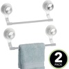 image:imagemDesign Strong Suction Wall Mount PlasticMetal Wash Cloth Hand Towel Bar for Bathroom Shower Stall Bathtub  2 Pack ClearStainless Steel