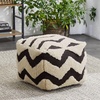 image:imagemDesign Tufted Bohemian Ottoman Pouf Seat  Modern Square Cube Poof Floor Chair for Living Room Bedroom Office Playroom and Nursery  Chevron  BlackWhite