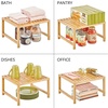 image:imagemDesign Wooden Stackable Storage Shelf  Food and Kitchen Organizer for Cabinet Pantry Shelves Countertop Cabinet  Echo Collection  2 Pack  Natural BambooPack of 2