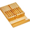 image:imagemDesign Bamboo InDrawer Knife Organizer Holder Storage Block for Kitchen 16Slot Cutlery Dock Insert Holds 8 Small Knives 8 Large Knives and Sharpener  Home Sort Collection  Natural