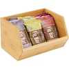 image:imagemDesign Bamboo Stackable Food Storage Organization Bin Basket  Wide Open Front for Kitchen Cabinets Pantry Offices Closets Holds Snacks Dry Goods Packets Spices Teas  Natural Wood