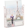 image:imagemDesign Decorative Modern Metal Wall Mount Magazine Holder Organizer  Space Saving Compact Rack for Magazines Books Newspapers Tablets Laptops in Bathroom Family Room Office  Light Pink