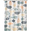 image:imagemDesign Fabric Shower Curtain 72 x 72 Machine Washable Quality Reinforced Buttonholes for Bathroom Guest Bath Stalls Tubs  Whales Design  Beige