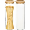 image:imagemDesign Glass Extra Large Storage Canister with Airtight Bamboo Lid for Kitchen Pantry Counter or Cabinet Holds Food Snacks Cooking Supplies Home Sort Collection 2 Pack ClearNatural