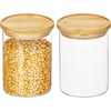 image:imagemDesign Glass Medium Storage Canister wAirtight Bamboo Lid for Kitchen Pantry Counter Cabinet Holds Food Snacks Cooking or Baking Supplies Home Sort Collection 2 Pack ClearNatural
