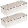 image:imagemDesign Long Plastic Cosmetic Storage Organizer Box Containers Hinged Lid for Bedroom Bathroom Vanity Shelf or Cabinet Holds Masks Palettes Lotion Nail Polish 2 Pack CreamBeigeClearCreamClear