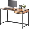 image:imagemDesign Metal amp Wood Sturdy Home Office Desk with Righthand Drawer  Computer Desk Home Office Writing Small Desk Modern Simple Style PC Table  Black Metal FrameDark Brown Nordic Walnut Top