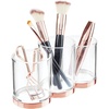 image:imagemDesign Practical Makeup Storage  Decorative Makeup Box for Brushes and Mascara  Make Up Display with 3 Compartments  Transparent and Red GoldTransparentRed Gold Color