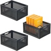 image:imagemDesign Small Decorative Wooden Crate Storage Box Rustic Pine Wood Organizer Bin Basket w BuiltIn Handles for Kitchen Pantry Cupboard Cabinet  Home Sort Collection  3 Pack  Black Pine