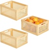 image:imagemDesign Small Decorative Wooden Crate Storage Box Rustic Pine Wood Organizer Bin Basket w BuiltIn Handles for Kitchen Pantry Cupboard Cabinet  Home Sort Collection  3 Pack  Natural Pine